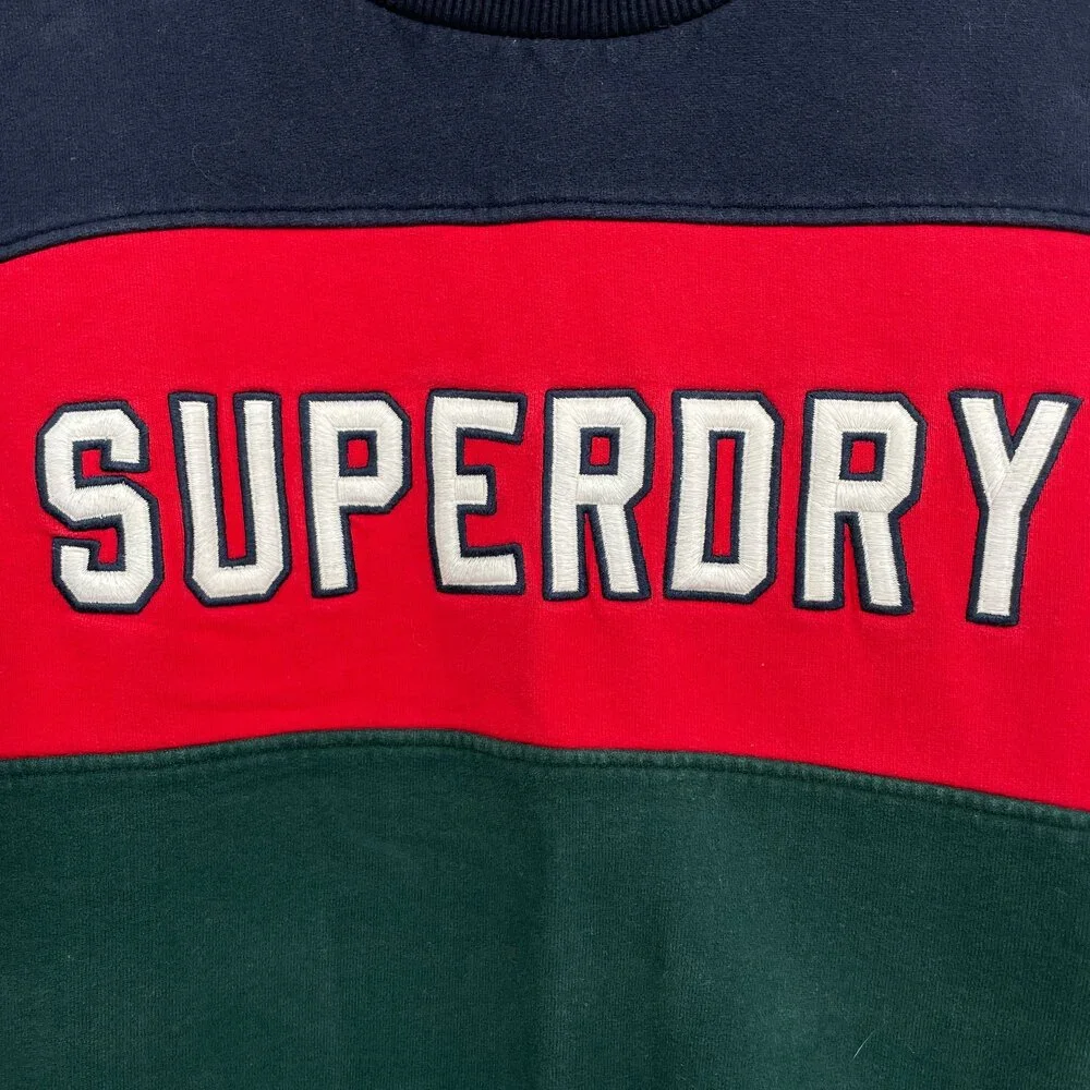 SUPERDRY Embroidered Color Block Crewneck Sweater Size S